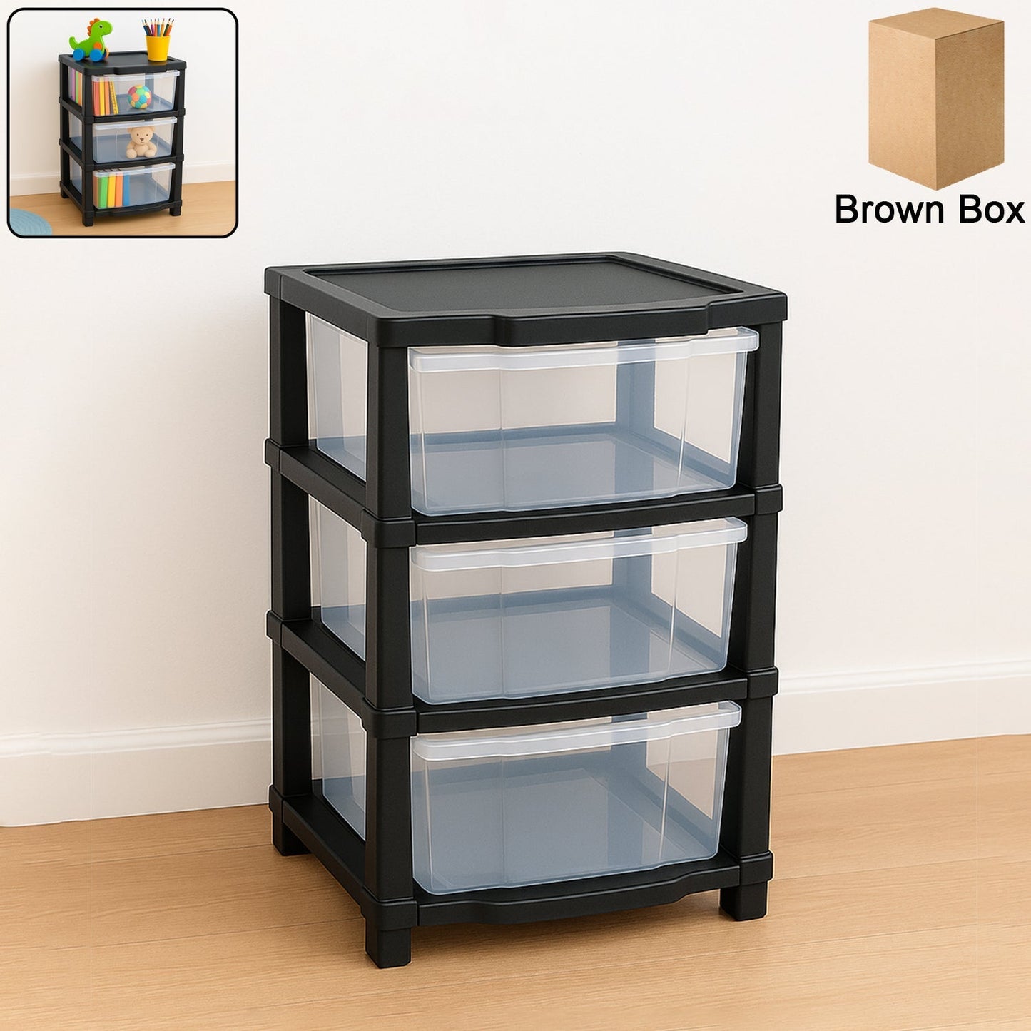 3-Layer Classic Transparent Drawer Storage Organizer