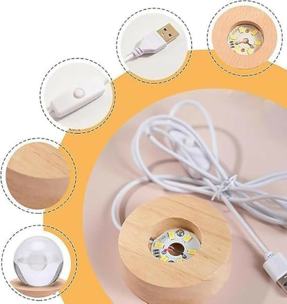 3D Crystal Ganesha LED Night Lamp Crystal Ball Night Lamp,Creative Engraved Crystal Ball Night Light, USB Table LED Wooden Crystal Ball for Home Office Decoration Birthday Gift Adults, Ganesh Ganesha